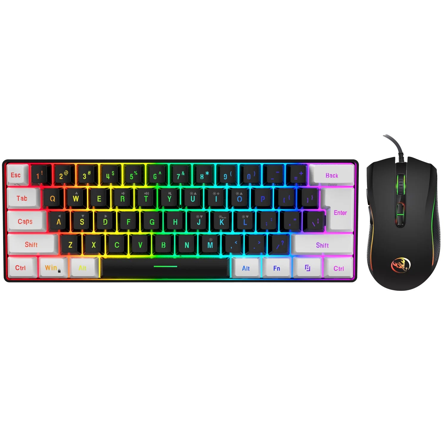 New 61keys Wired White Black Keyboard RGB Gaming Mouse Office Kit Backlight Keyboard and Mouse Combos for PUBG Gamer Secondary image