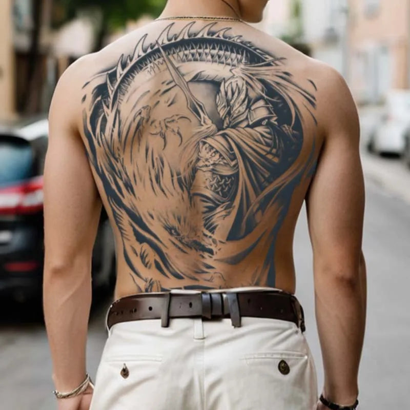 Magic Juice Ink Waterproof Tattoo Stickers Full Back Large Size Herbal Juice Temporary Tattoos Men Body Art Dragon Tiger Main image
