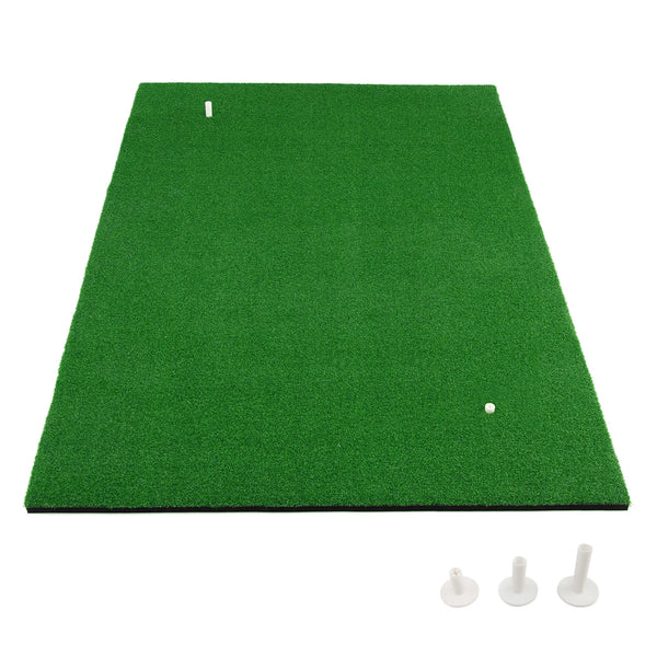 Golf Hitting Mat, Reel Feel Golf Practice Mat with Synthetic Turf and 2 Tee Positions, 3 Rubber Tees Included, Golf Putting