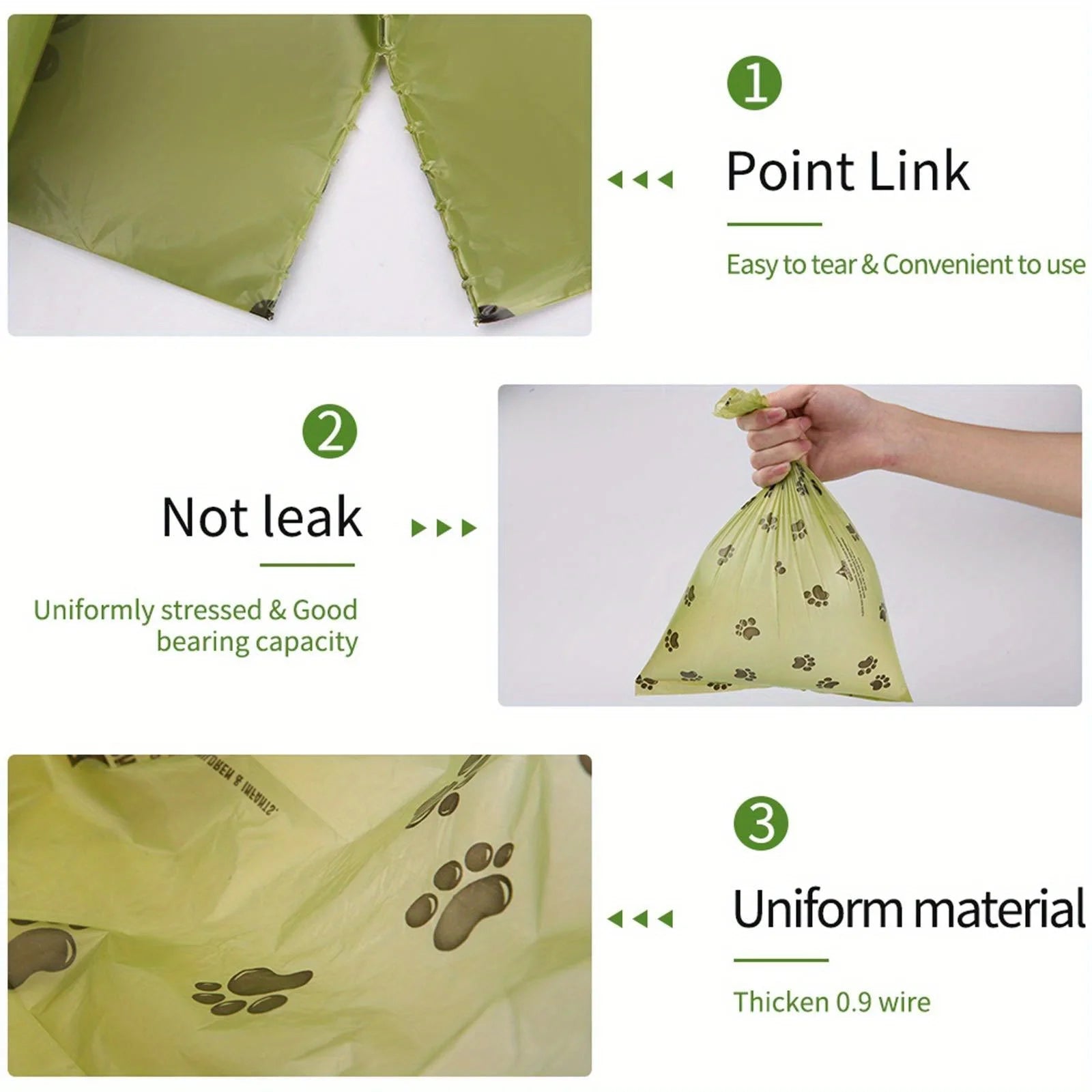 8 Rolls Biodegradable Dog Poop Bags Leak-Proof Unscented Waste Bags for Dogs High-Quality Corn Starch Material Secondary image
