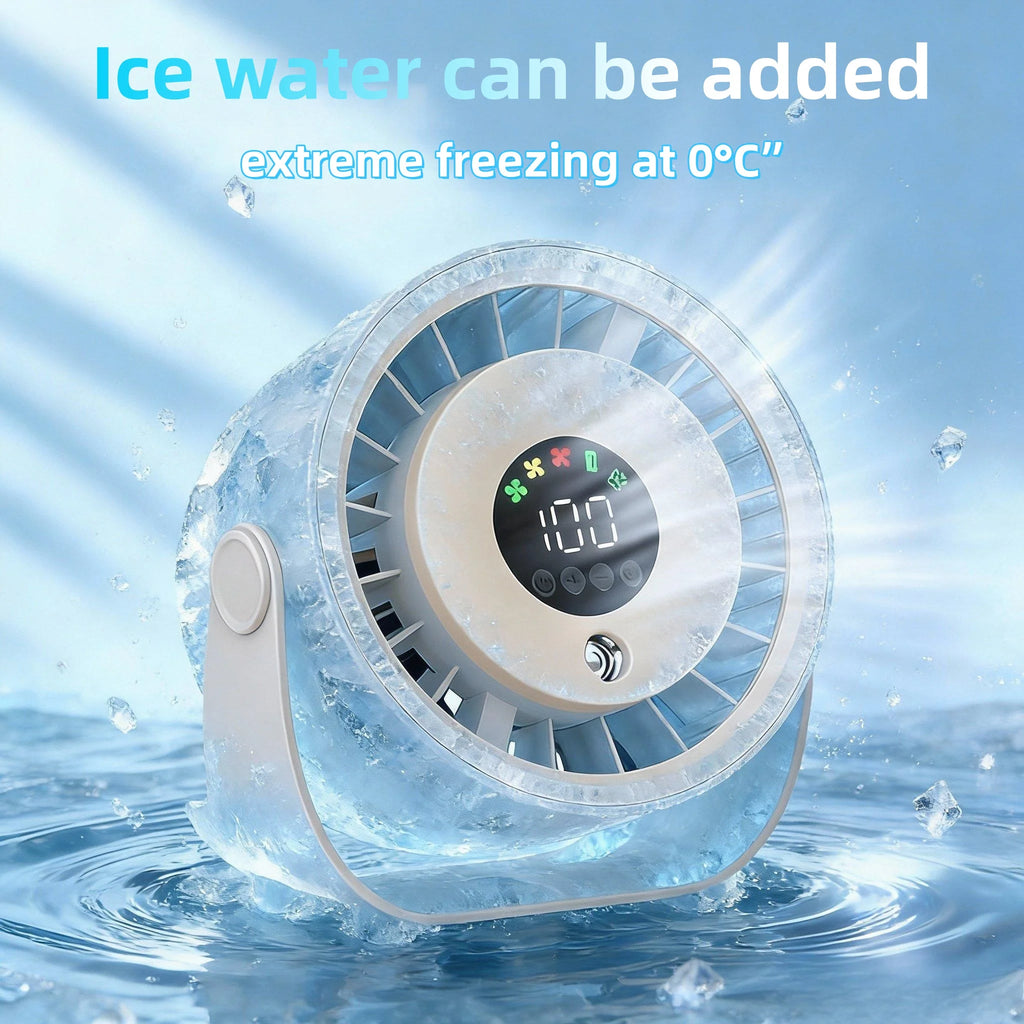 New Misting Fan Humidifying Rapid Cooling Hanging Hole Low Noise Digital Display Button Controlled Speed Fine Absorbable