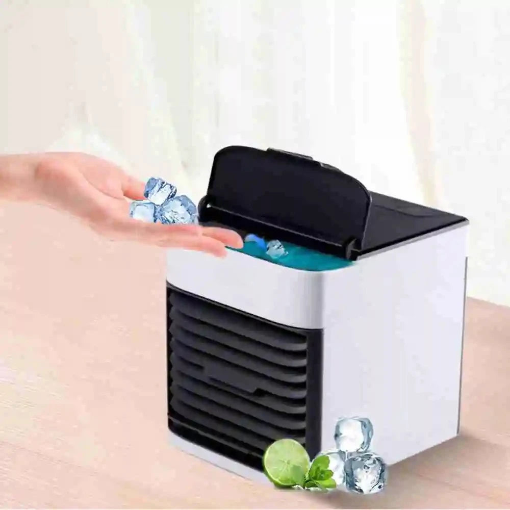 Mini Air Conditioner Portable USB with Humidifier,  Ice Cooling, perfect for summer heat,  ideal for desks and small spaces.