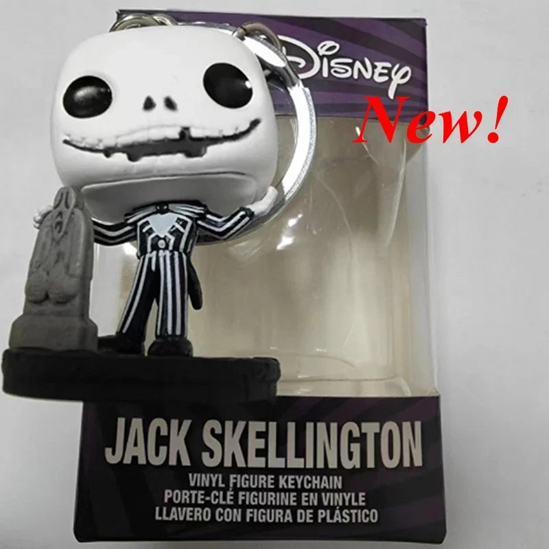 New FUNKO Keychains Disney Demona Princess Bella Ariel Alice Anna Elsa Bell Jack Sally stitch Action Figure Toys Ornaments