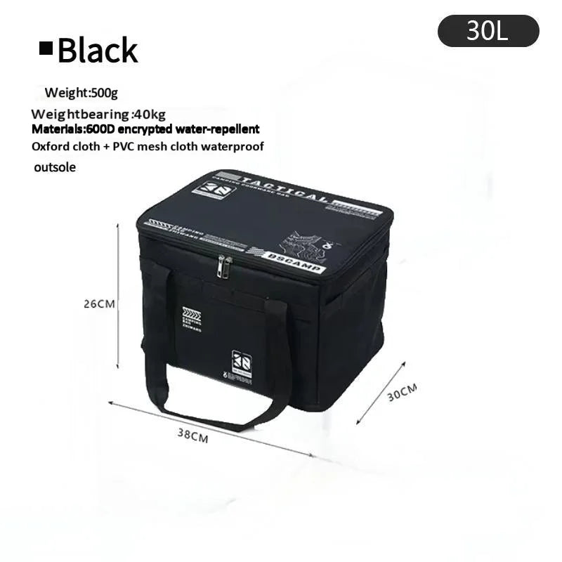30-42L Tactical Camping Storage Bag Insulated Folding Box Waterproof Picnic Tableware Field Equipment Outdoor Gear Organizer