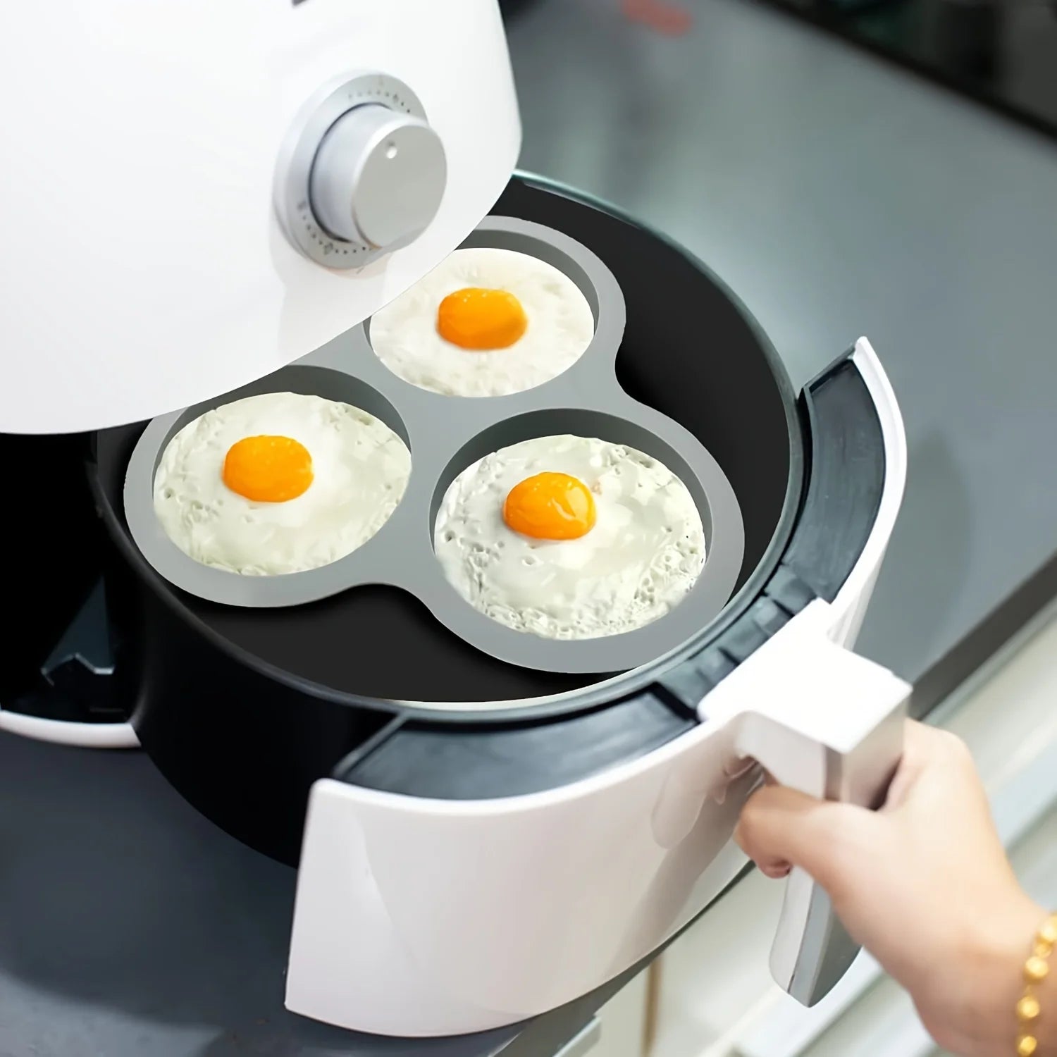 Cavity Air Fryer Egg Mold Silicone Mold for Air Fryer Round Shape Cupcake Nonstick Silicone Muffin Hamburger Pan DIY Cooking