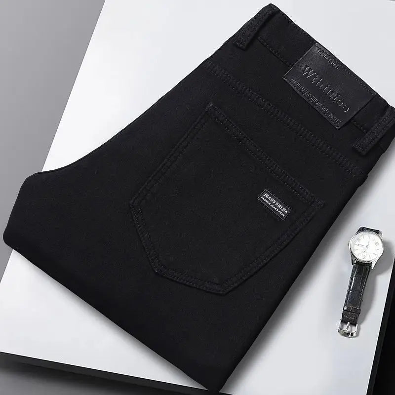 Wthinlee New Business Men's Jeans Casual Straight Stretch Fashion Classic Blue Black Work Denim Trousers Male Brand Clothing Main image