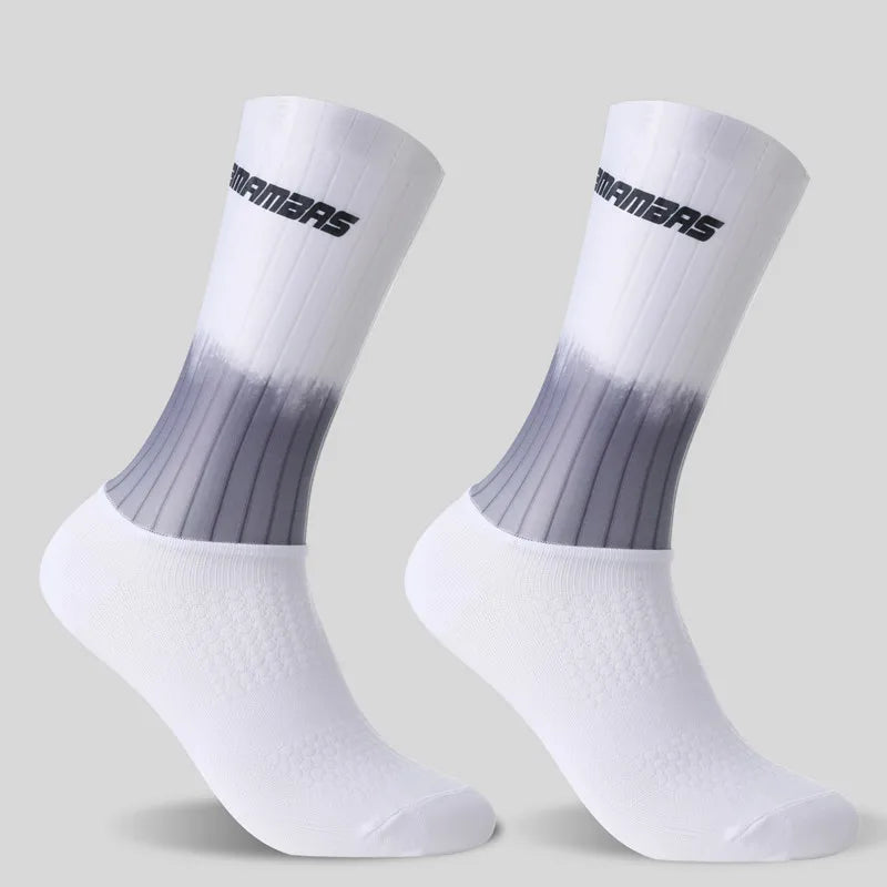 Anti Slip Silicone Summer Aero Socks Whiteline Cycling Socks Men Bicycle Sport Running Bike Socks Calcetines