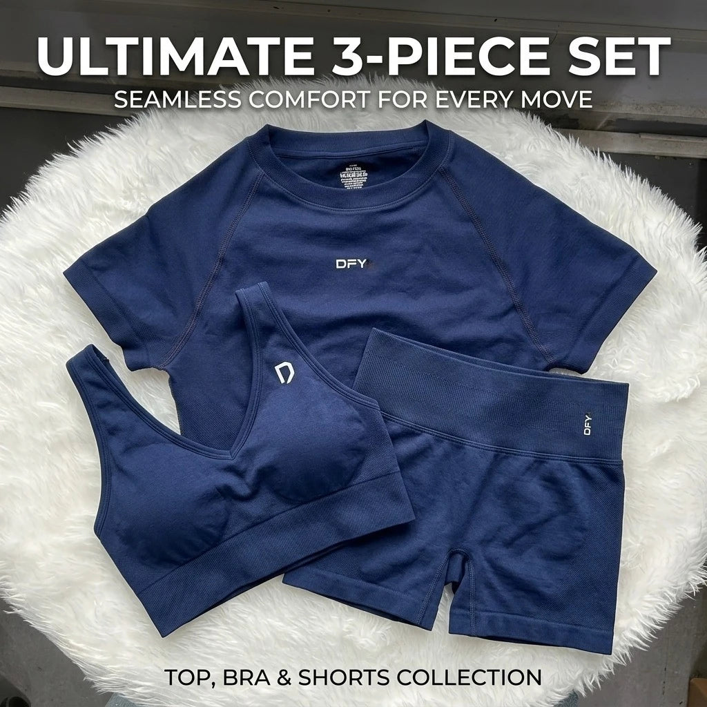 Women Seamless Sportswear Workout Set 3 Piece Sports Gym Yoga set Activewear For Fitness Training Running Daily Wear Secondary image