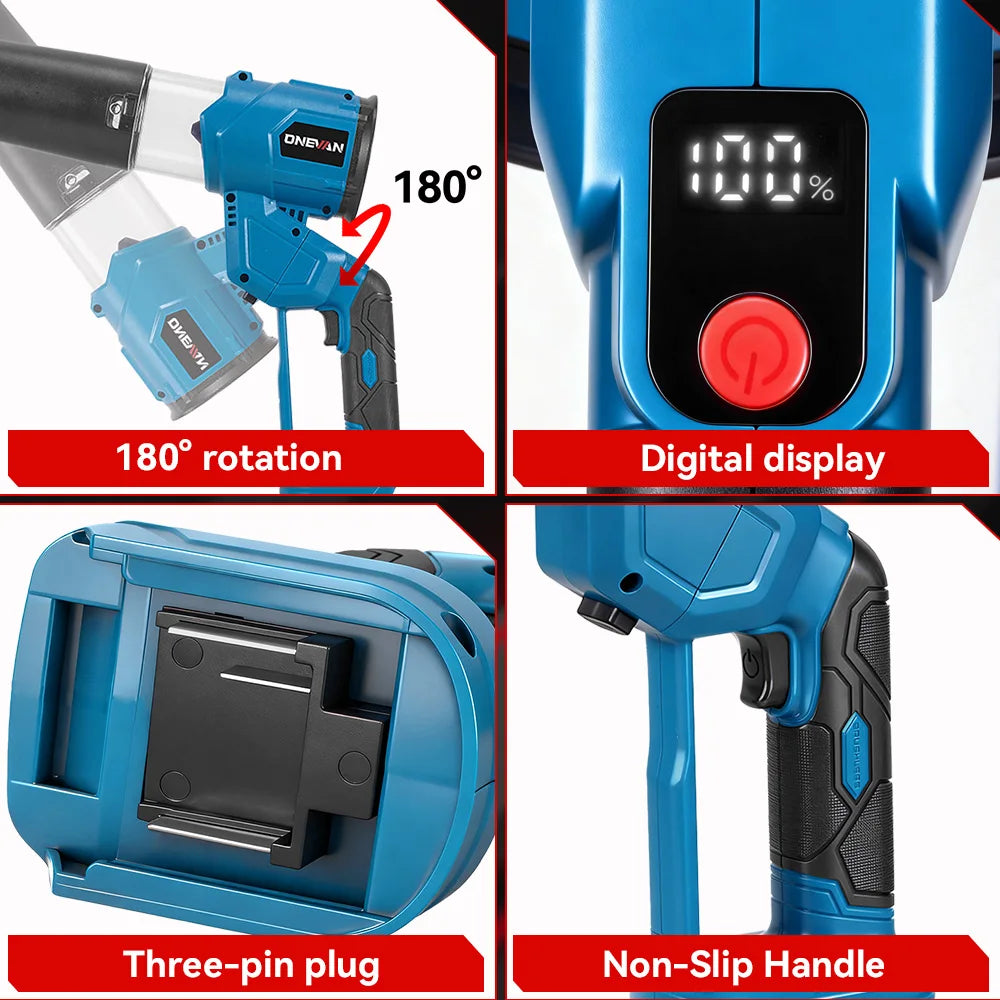 ONEVAN 2IN1 Brushless Electric Turbo Blower 38000RPM Cordless Handheld Dust Leaf Blowing Power Tool For Makita 18V Battery Pin