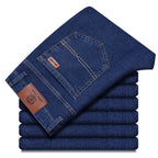 Wthinlee New Business Men's Jeans Casual Straight Stretch Fashion Classic Blue Black Work Pant Denim Trousers Male  Clothing