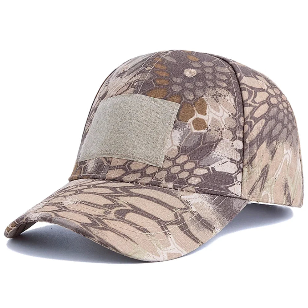 Men's Camouflage Tactical Baseball Cap With 3 Velcro Patches Military Camouflage Hat Cap For Outdoor Jugle Fishing Hiking Caps