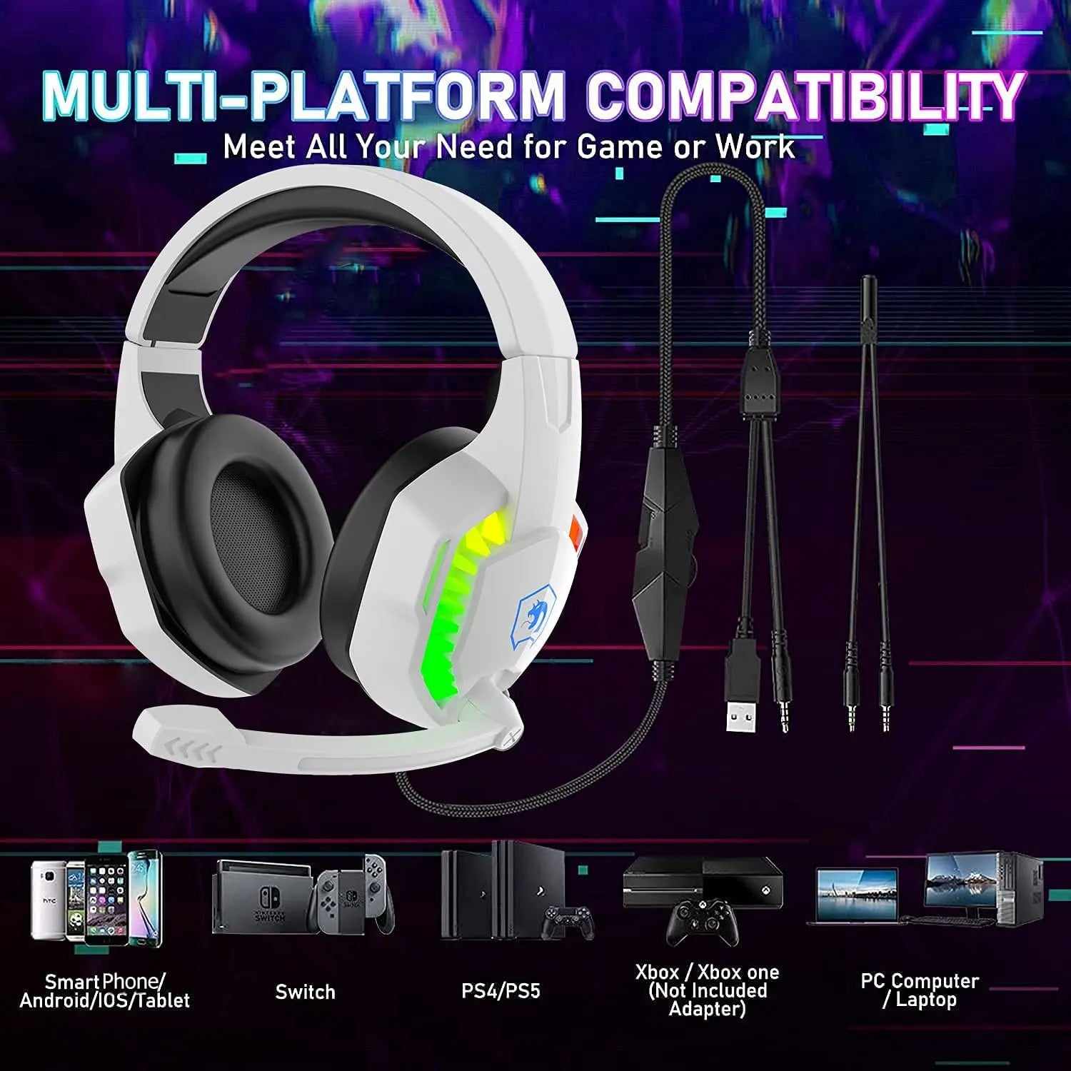 MAMBASNAKE T11 UK 100% Gaming Keyboard&Mouse&Headset&Mouse Pad Combo Set Rainbow Backlit Keyboard, 2400DPI 4 Buttons USB Wired