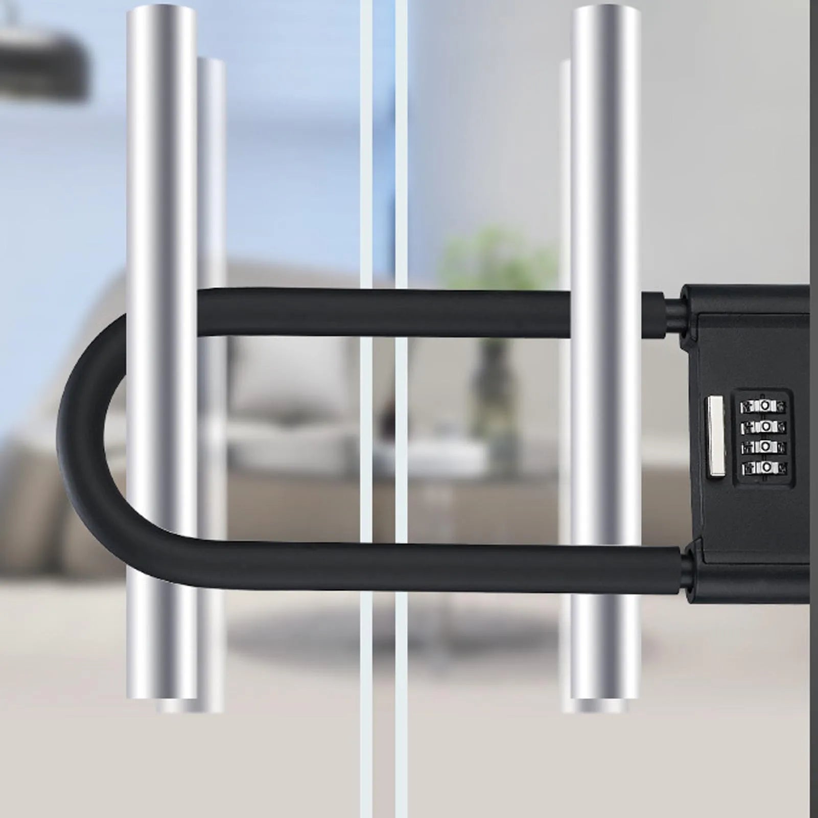 Bike U Lock 4 Digit Combination Padlock Heavy Duty Anti Theft U Lock with Adjustable Shackle for Glass Door Gate Shed Fence