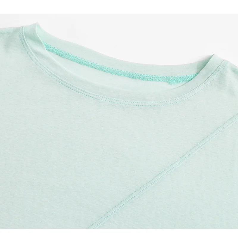 DRUR Women Thin Summer Yoga Shirts Loose Fit Breathable Workout Tops with Side Slits Lightweight Running Sport Tee Athletic Wear