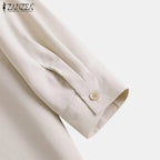 ZANZEA Fashion Autumn Long Sleeve Blouse Women Baggy Shirt Elegant Solid OL Work Tops Causal Loose Holiday Work Blusas Mujer