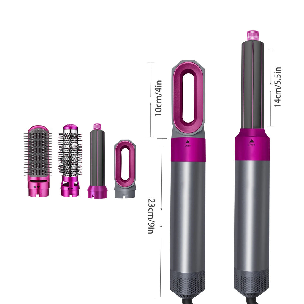 Multi Functional 5-In-1 Hair Dryer Hot Air Comb Curling Iron Dyso Air Bag Hairdresser Styling Tool Straightener Festival Gift