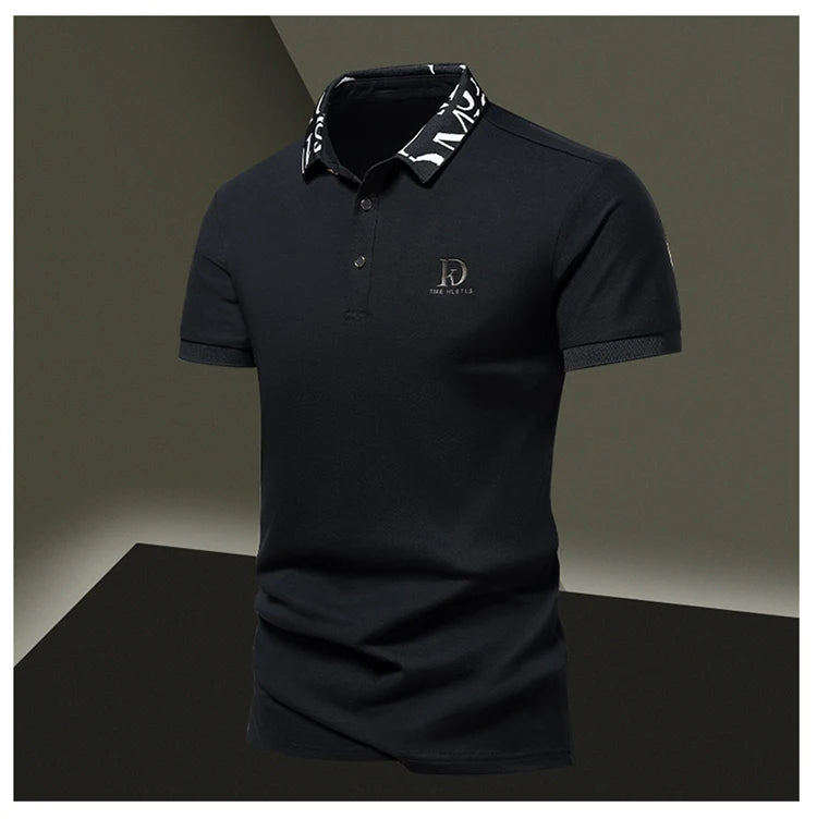 Summer men's POLO shirt fashionable ice silk quick drying short sleeved T-shirt solid color loose fitting business collar top