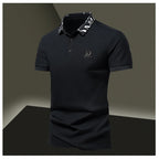Summer men's POLO shirt fashionable ice silk quick drying short sleeved T-shirt solid color loose fitting business collar top