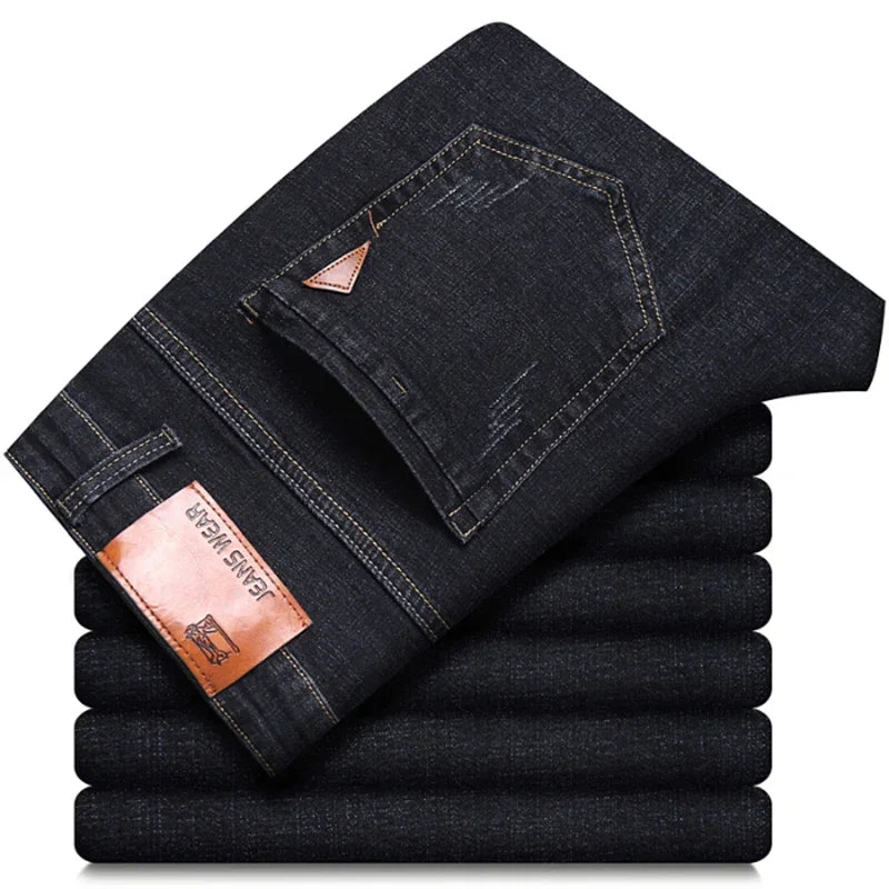 Men Fashion Straight Jeans Men 2025 New Stretch Slim Fit Pants Comfortable Soft Business Denim Trousers Male Brand Clothing Secondary image