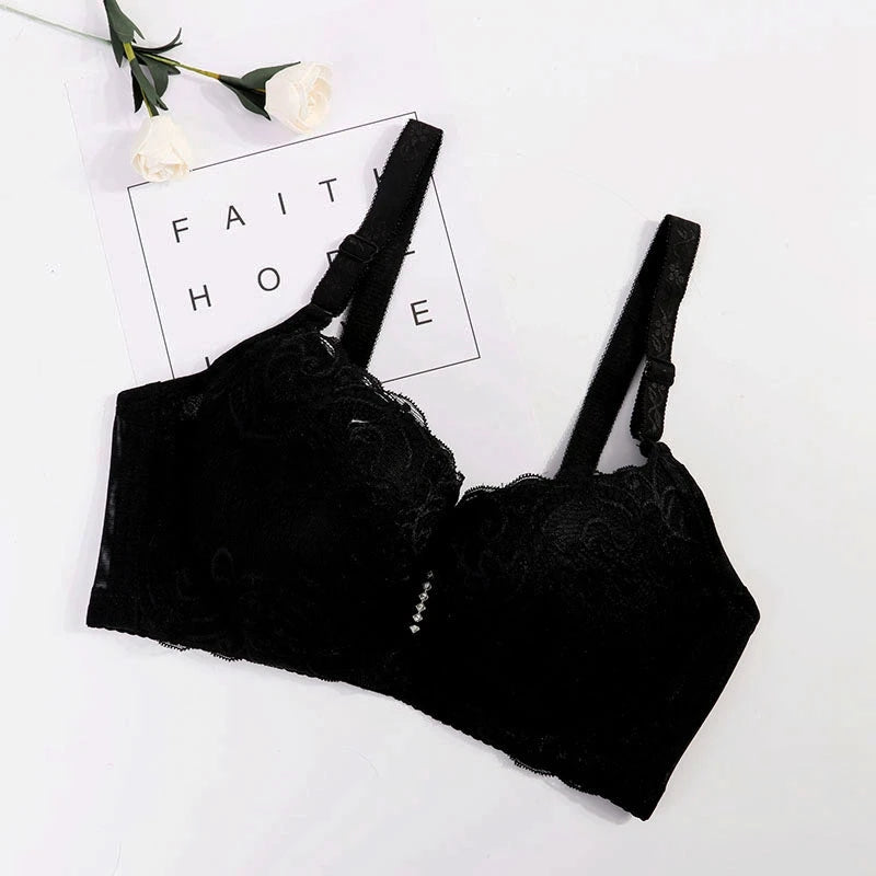 Plus Size Female Lace Bra Thin Bralette 80-105 C/D Cup Push Up Brassiere Widening Side 4-Row Button Bras Absorbs Sweat Underwear