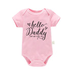Pregnancy Reveals Hello Daddy I Can't Wait to Meet You Newborn Baby Girl Short Sleeves Jumpsuit Soft Cotton Bodysuit Romper