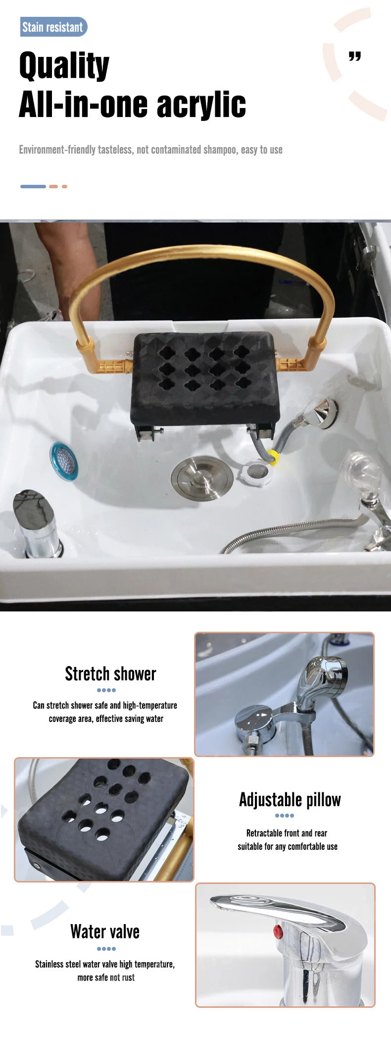 Salon Shampoo Chair With Ceramic Sink, Head Spa Fumigation Washing Station, Modern Bathroom Spa Furniture
