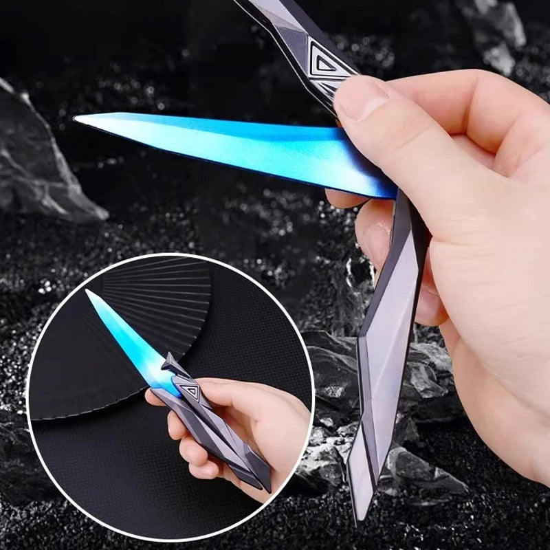Tactical Shooter Foldable Butterfly Blade - 3D Engraved Collectible Toy Portable Melee Gear for Cosplay/Gaming Accessory Gifts