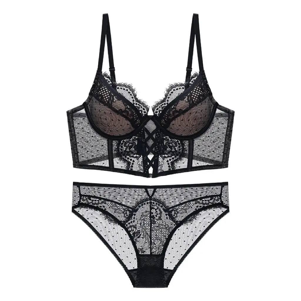 Push Up Lace Lingerie Set for  Women, Sheer Chemise with Soft Underwire Bra, Fishbone Teddy, Sexy Bridal Honeymoon Outfit, S-XL