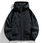 Windbreakers Men Hooded Jacket Zipper Coat Cargo Waterproof Black Bomber Camping Loose Thin Softshell Hooded Hiking Jacket
