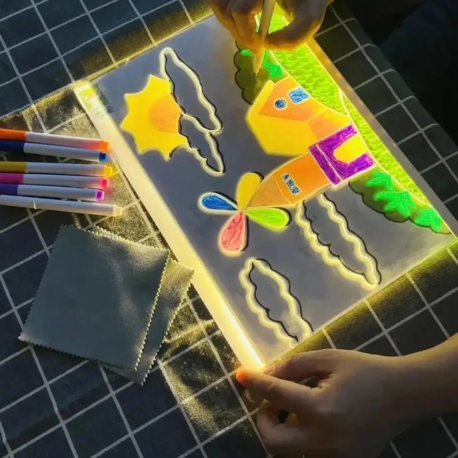 LED Drawing Board Toddler Painting Board Educational Toddler Writing Supplies Portable Drawing Tool for School Home Travel