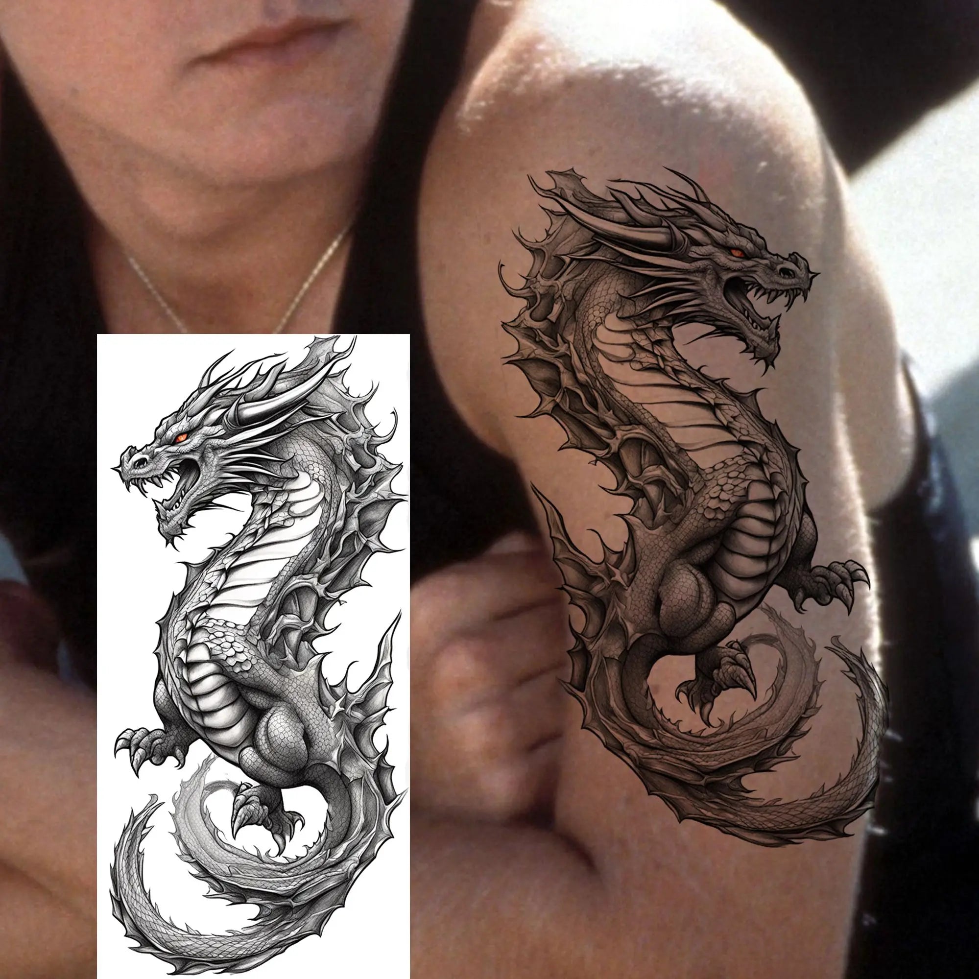 1 Sheet Cobra Snake Dragon Scorpion Temporary Tattoos For Men Women Waterproof Long Lasting Lion Tiger Wolf Fake Tattoo Stickers
