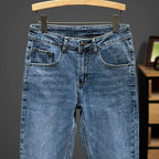 Nine-Point Pants Men's 2025 New Spring Autumn Fashion Casual Denim Trousers Cotton Slim Jeans  Blue Male Clothing Brand Clothing