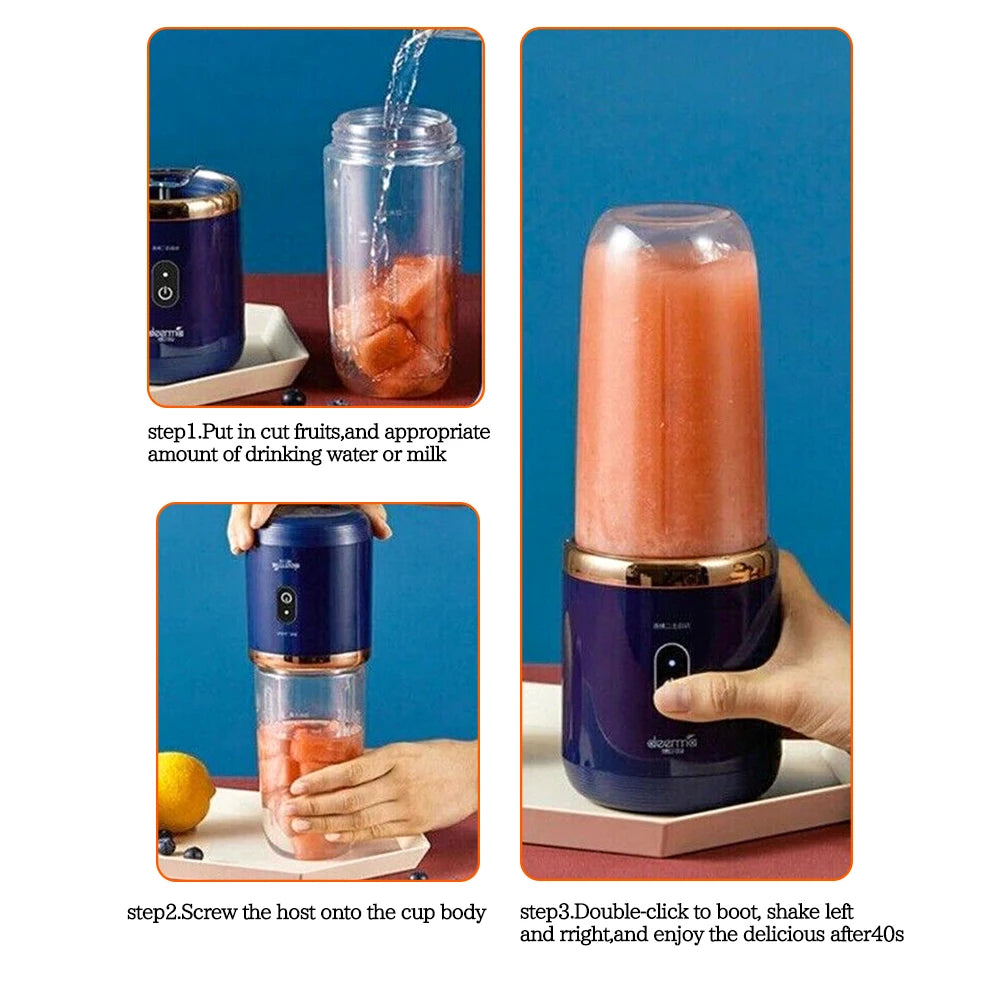 400ml Mini Blender 6 Blades, Portable Smoothie Maker with 21000 RPM, USB Rechargeable, Multifunctional Juicer Cup for Milkshake