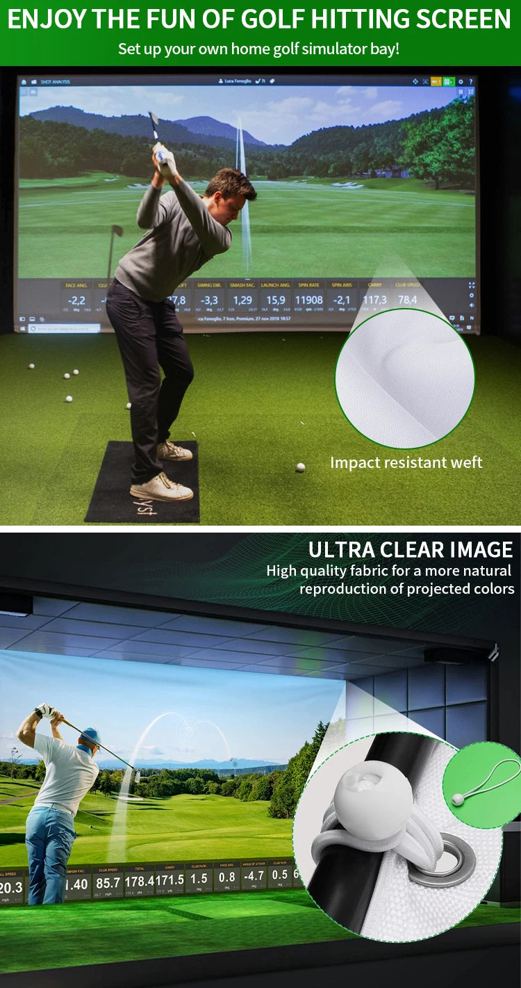 Caiton Golf Impact Screen - Silent HD, Tear-Resistant, Indoor & Outdoor Swing Training, Easy Setup, Anti-Strike, Various Sizes