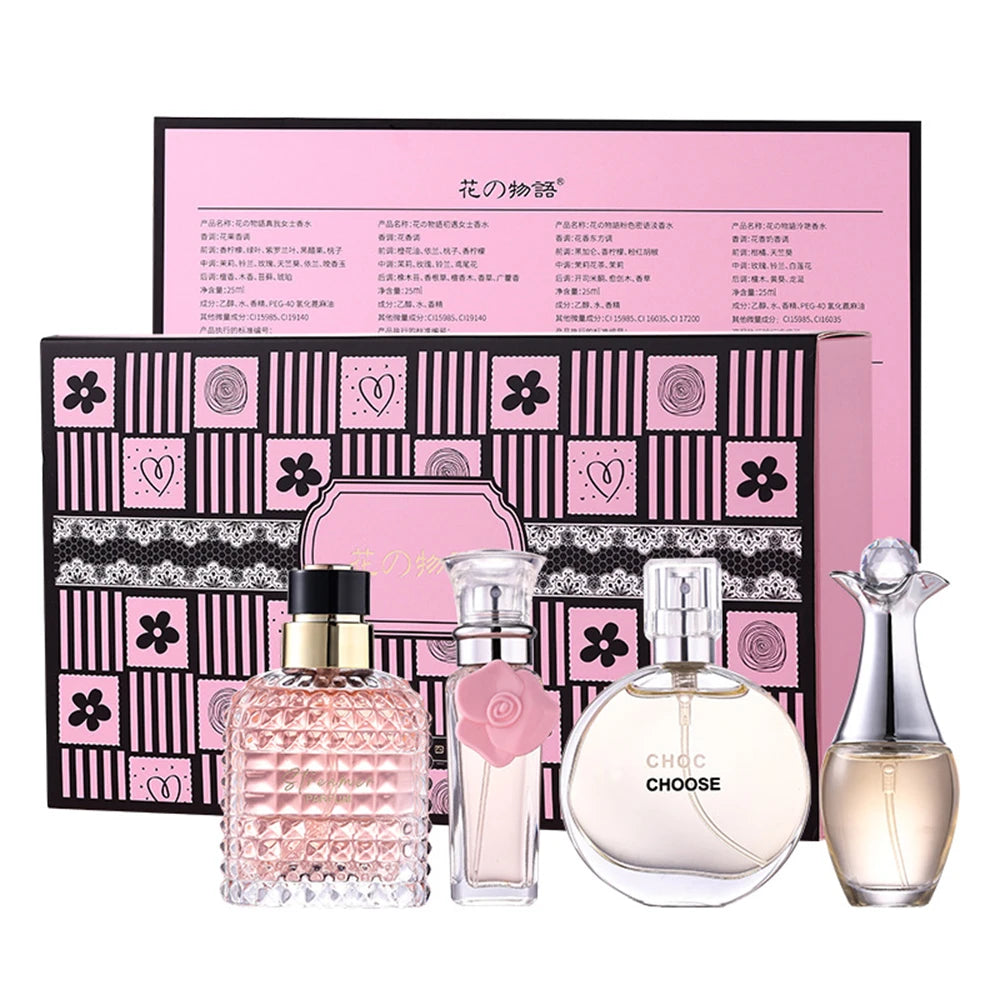 Brand Gift Box 4Pcs Set Perfume Women Parfum Femme 100ml Fresh Natural Floral Scent Spray Feminino Perfumes De Mujer Originales