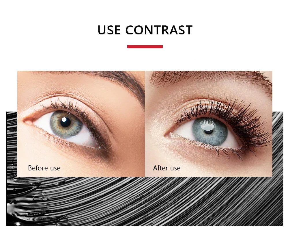 QIBEST 4D Black Mascara Waterproof Lengthening Curling Eye Lashes Rimel Mascara Silk Fiber Women Mascara Extra Volume 5g Makeup