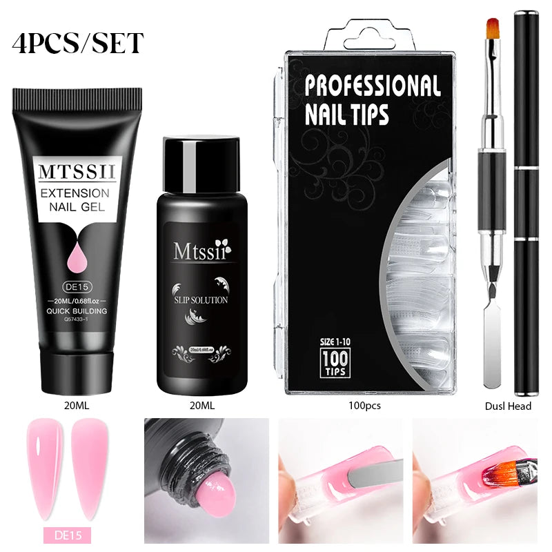 24PCS/Set 20ml Poly Naili Extension Gel  Kit Mini UV Lamp Sealer With Base Top Coat Professional Poly UVNail Gel Kit Starter Kit