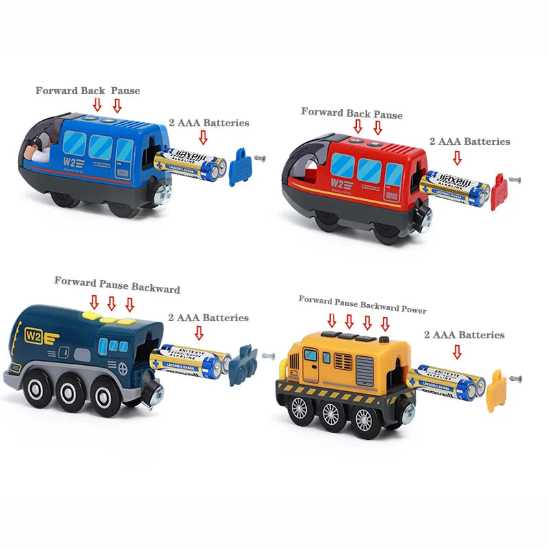 Kids Electric Train Set Locomotive Magnetic Train Car Diecast Slot Toy Fit for Wooden Train Railway Track Toys for Children Gift