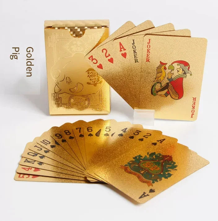 Brand New 54-piece Black and Gold Plastic Playing Card Foil Poker Set Magic Tool Party Tabletop Game