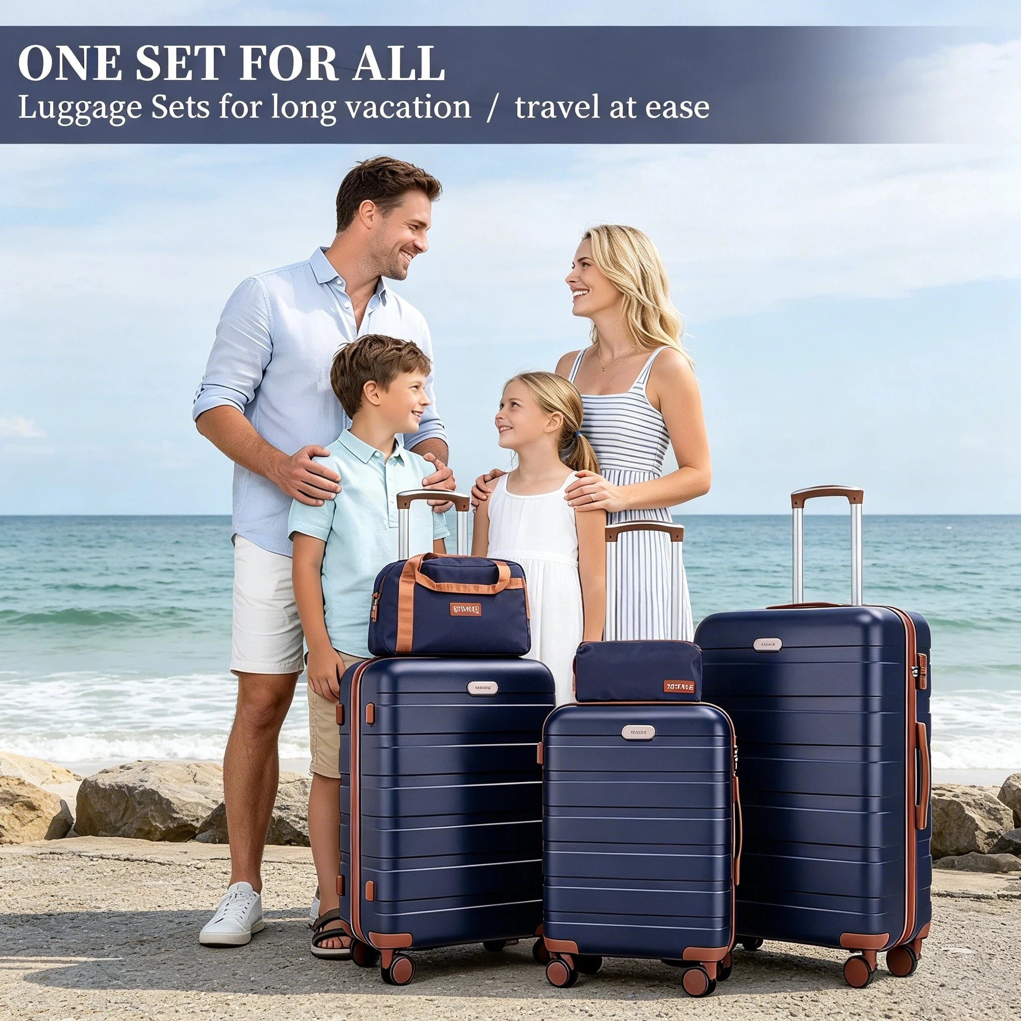 Premium 5-piece Hard Shell Luggage Combo, Multi-size 20/24/28 Inch Travel Trolley Suitcase, Smooth 360° Rolling Wheels with TSA Safety Lock, Complete Travel Set with Handbag & Makeup Bag