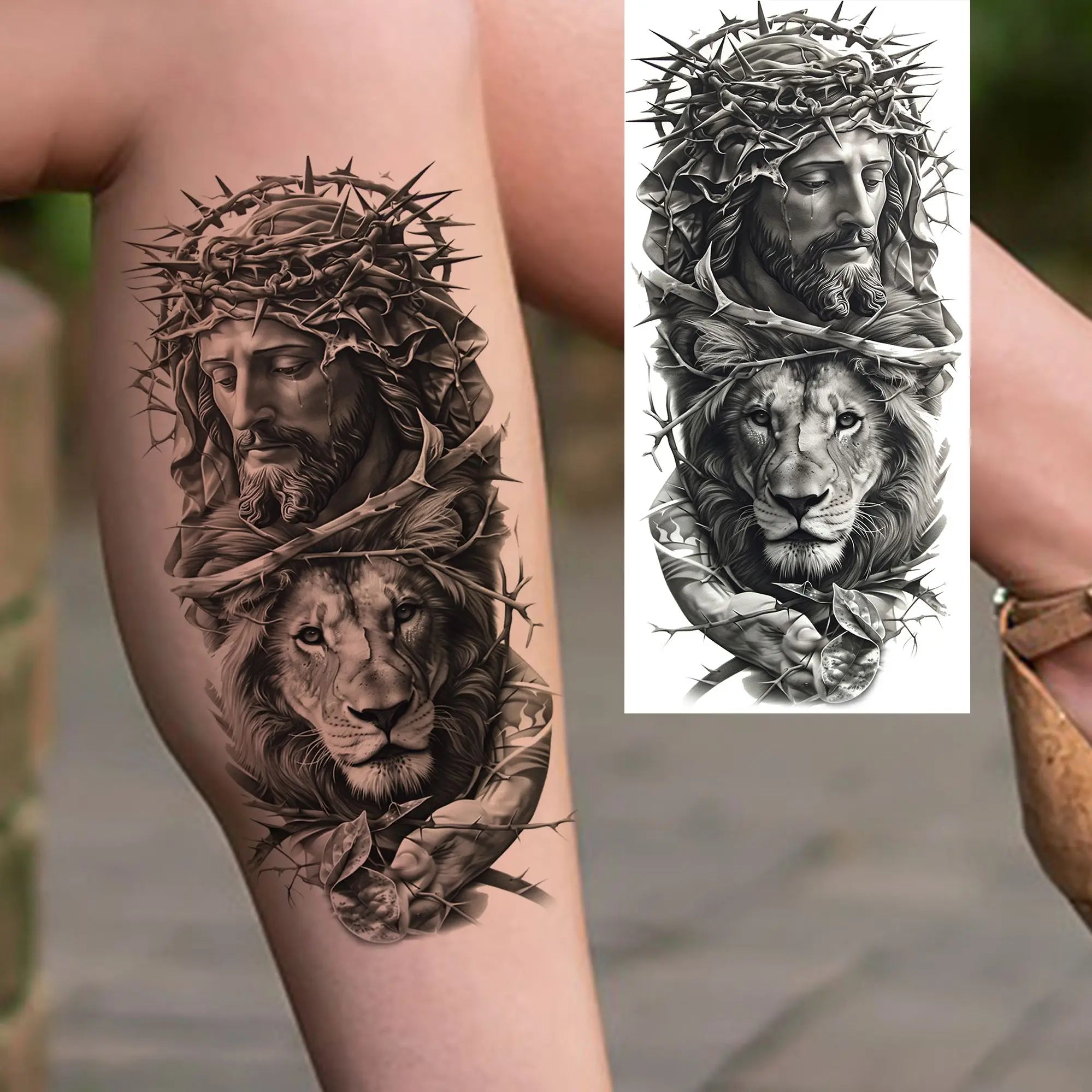 1 Sheet Realistic Jesus Holy Mother Pray Temporary Tattoos For Men Women Adults Long Lasting Waterproof Temp Fake Tattoo Sticker