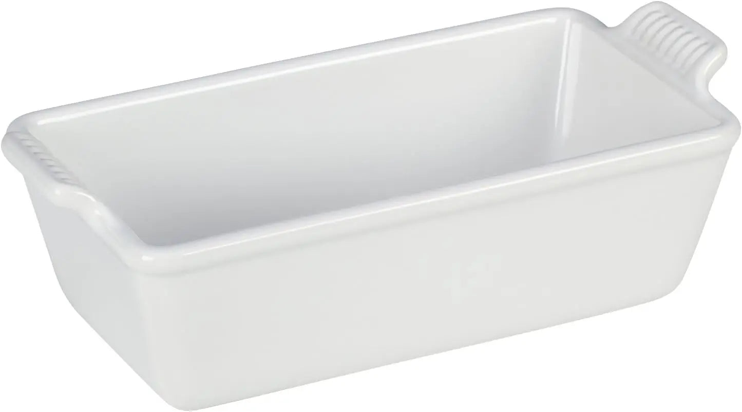 Premium Stoneware Loaf Pan, 9x5x3 inch, 1.5 qt, White - Even Baking & Easy Release