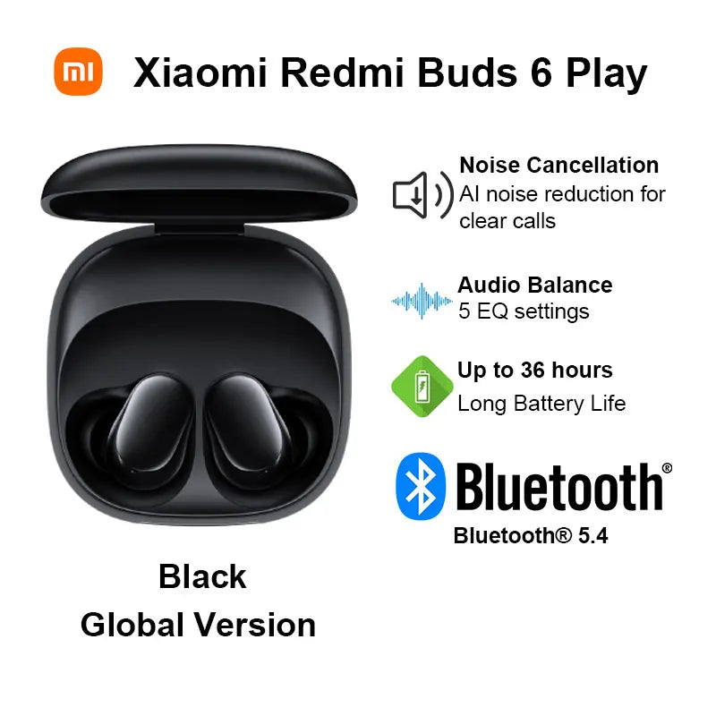 Xiaomi Redmi Buds 6 Play Wireless Bluetooth Earphone, AI Noise Reduction, Touch control Wireless Earphone, Long Endurance BT5.4