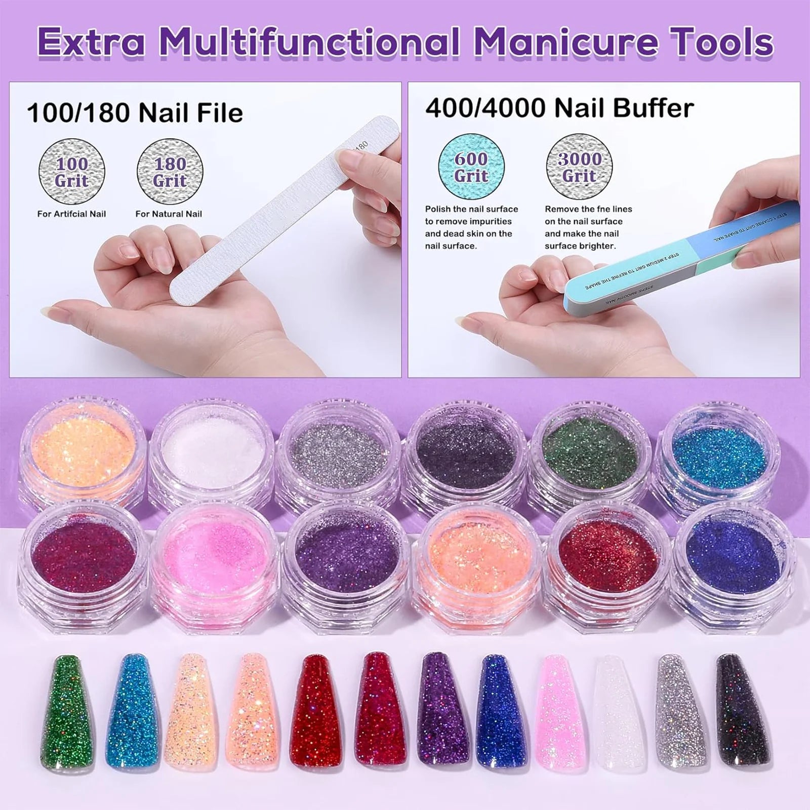 Acrylic Nail Kit Starter Set Acrylic Powder with U V Light Professional Tools with Decoration for Beginners Home Salon Gifts Secondary image