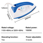 Adjustable Temperature Portable Electric Iron Fast Heating Travel Craft Dry Ironing Machine Clothes Wrinkle Removal Baseplate