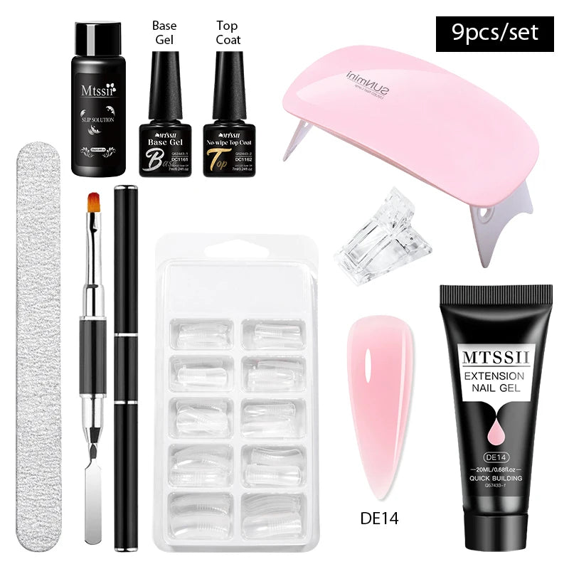 24PCS/Set 20ml Poly Naili Extension Gel  Kit Mini UV Lamp Sealer With Base Top Coat Professional Poly UVNail Gel Kit Starter Kit