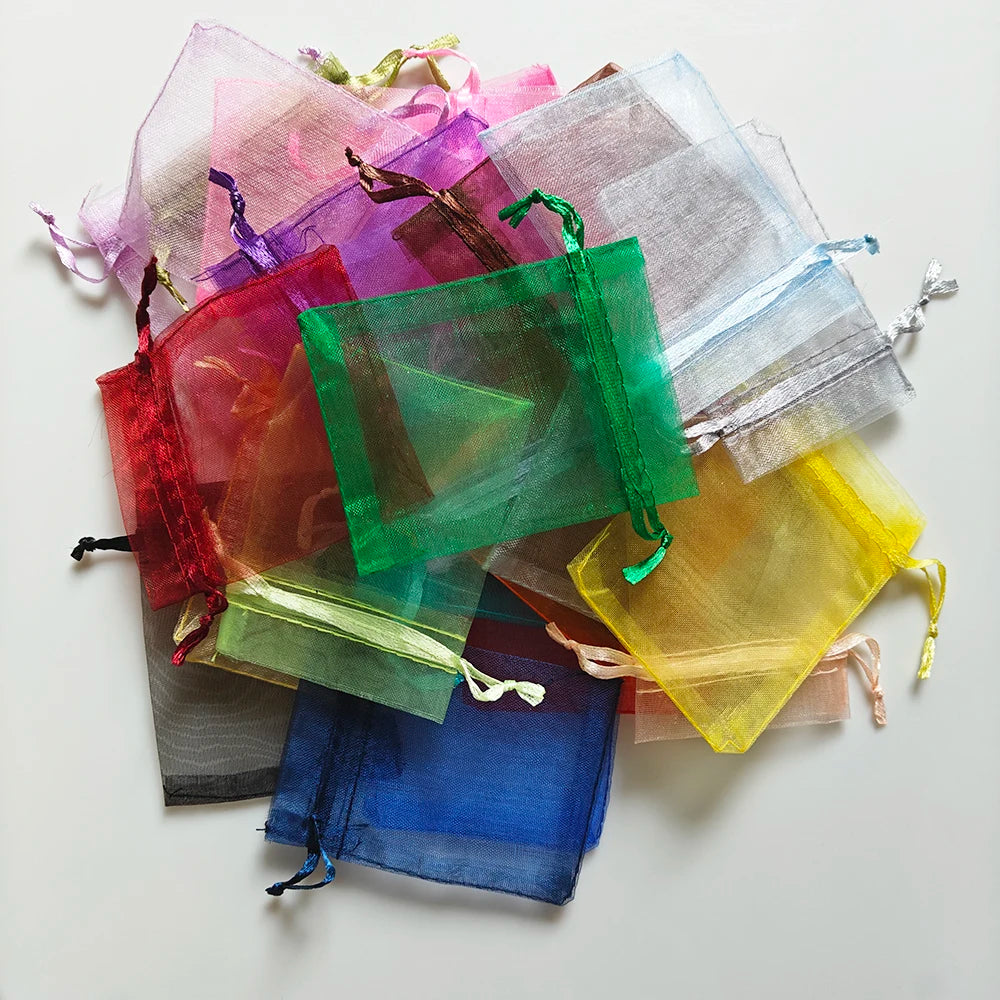 25/50/100pcs Organza Gift Bag Multicolor Drawstring Pouches For Candy Jewelry Bag Packing Wedding Gift Bags Organza Bag Secondary image