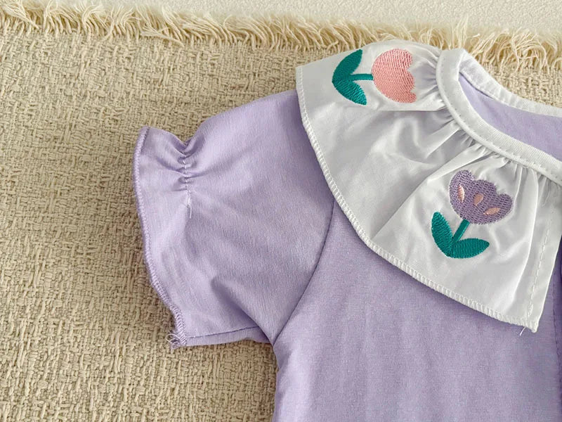 MILANCEL Summer Baby Rompers 0-24M Soft Comfortable Toddler Jumpsuit Embroidered Flowers Infant Girls Clothes