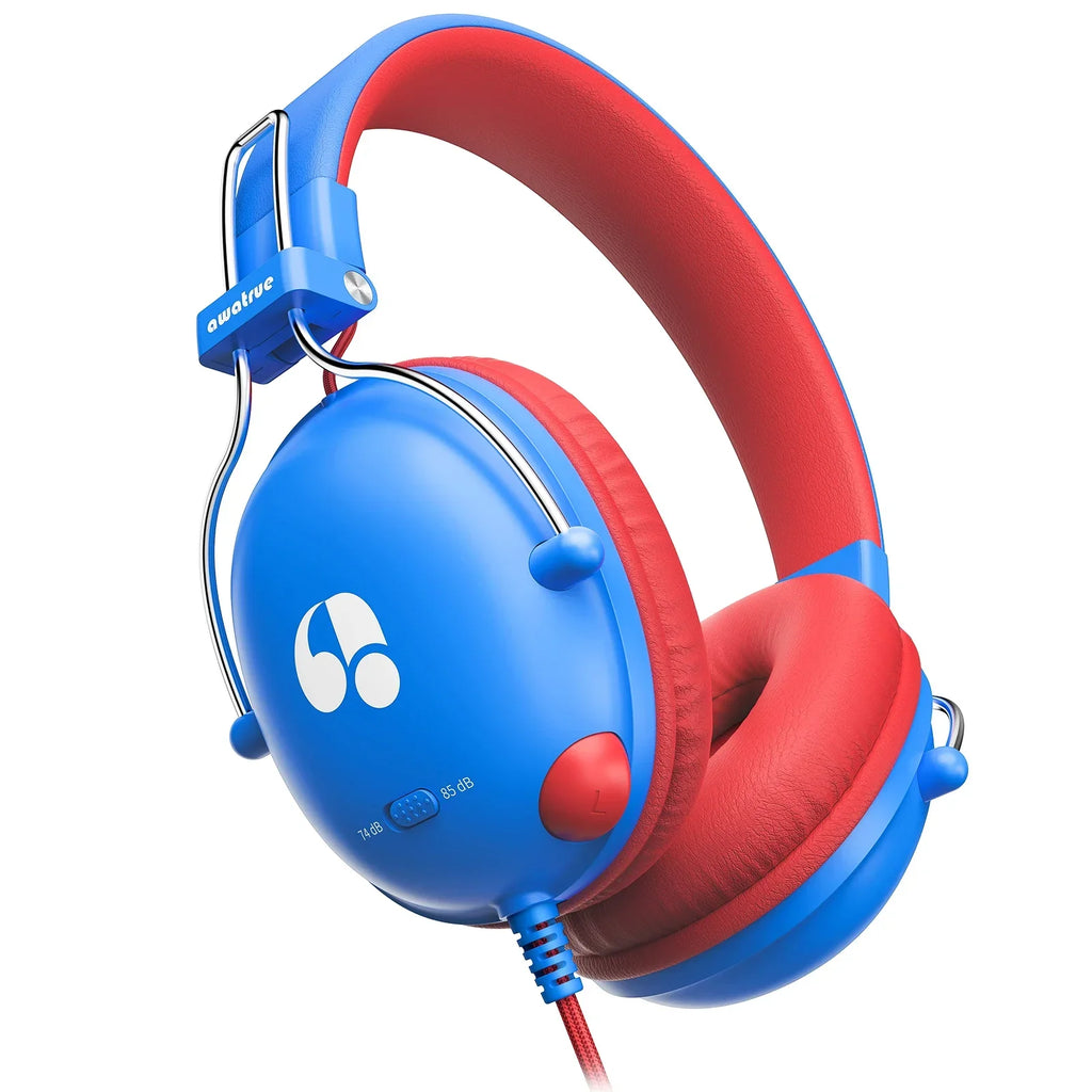 AWATRUE HK05 Kids Study Wired Children'S Headphones Stereo Sound Headset Kids Earphone with Mic Music Headset Limited Volume