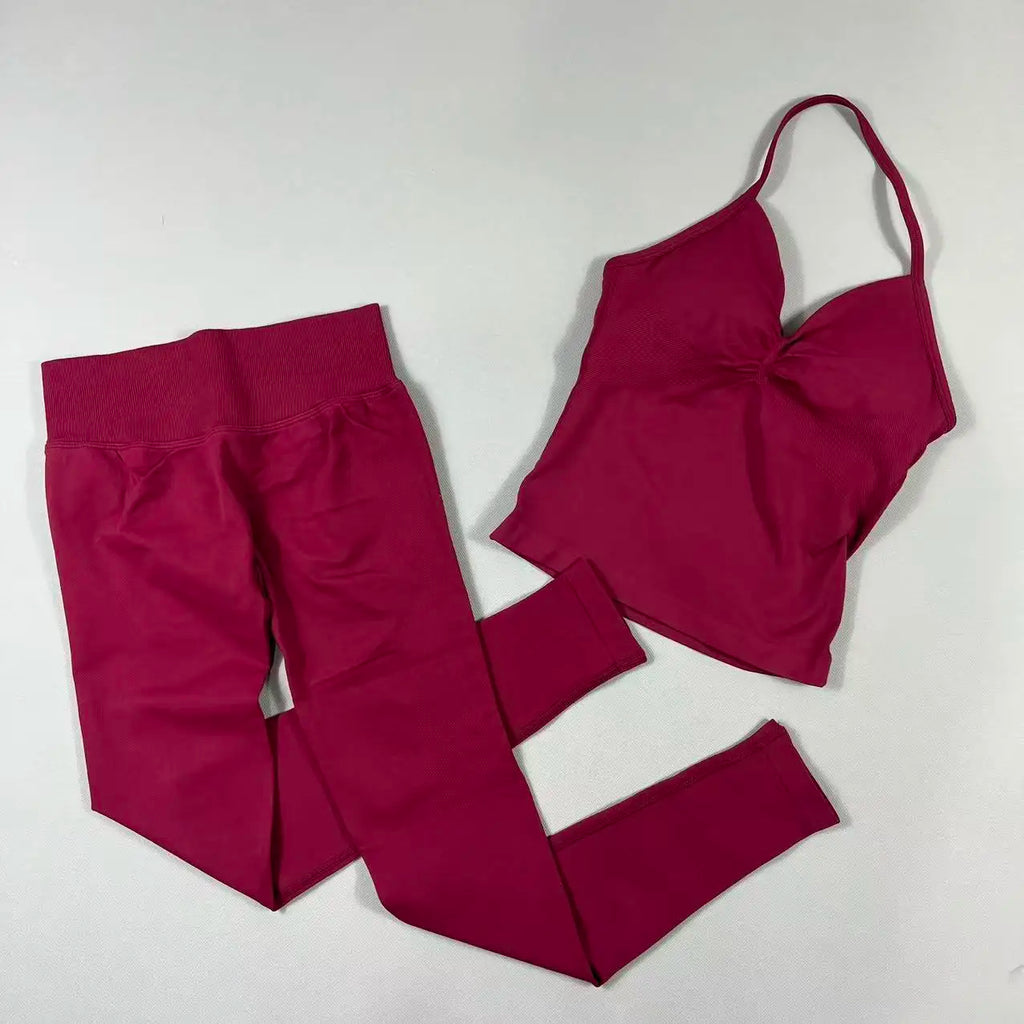 UETEEY Seamless Gym Set Women Tank Tops High Waist Scrunch Yoga Leggings Fitness Clothes Workout Sets Gym Suit Activewear